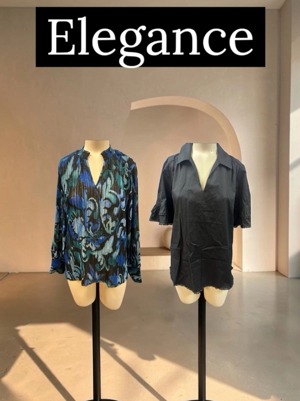 Chico's 2 Women Blouses,Size1(8) Black ,Blue green abstract swirl $18ea !